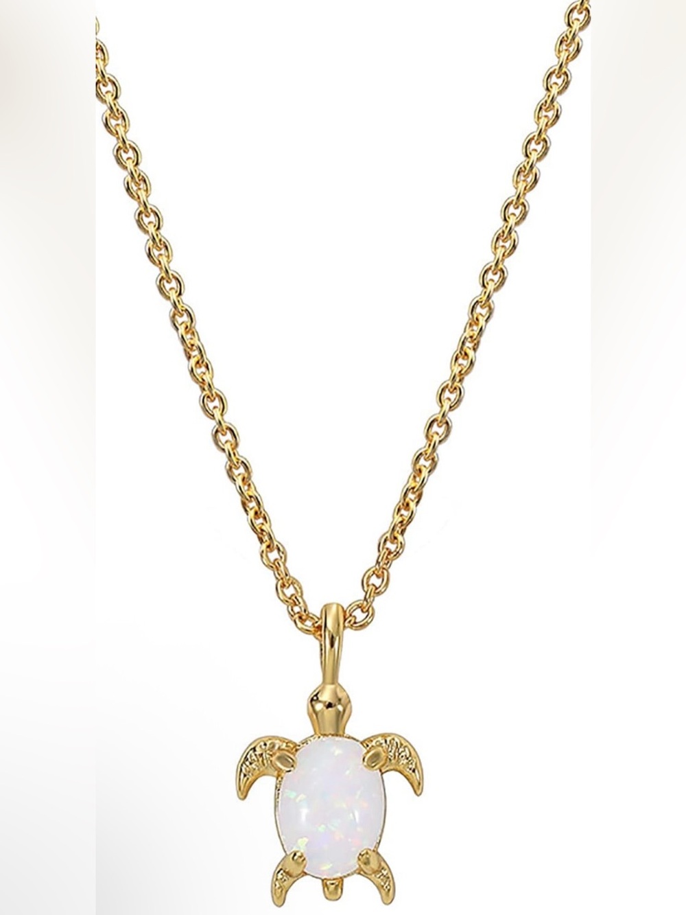 Anthropologie Gold Tone Turtle Necklace with Opalescent Shell